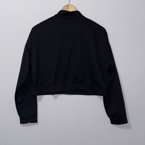 Black “Value” Half-Zip Cropped Sweatshirt — Ring Pull Zipper - Picture 2 of 5